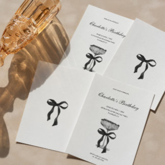 Champagner-Coupe Black Bow Geburtstagseinladung Einladung