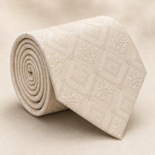 Champagner-Cream-Diamant-Damask-Royal-Jacquard Krawatte