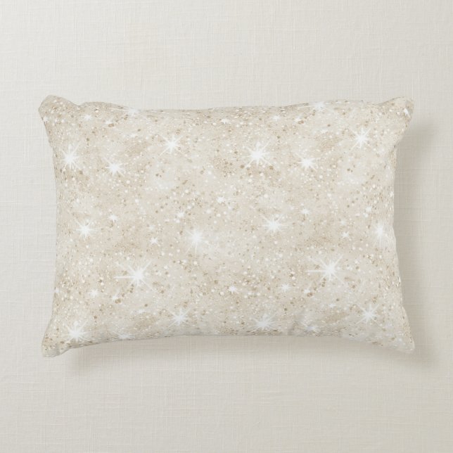 Champagner-Cream-Sand-Glitter Dekokissen (Vorderseite)