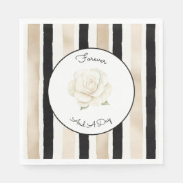 Champagner Creme Schwarz Weiß Rose Streifen Hochze Serviette