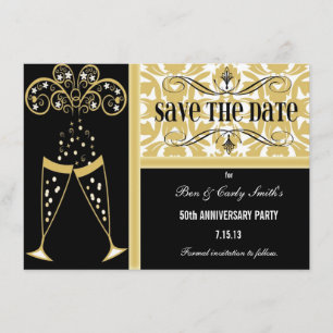Champagner & Damask Save the Date Einladung
