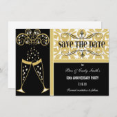 Champagner & Damask Save the Date Einladung (Vorne/Hinten)