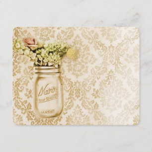 Champagner Damast Blumen Mason Glas Hochzeit Einladung
