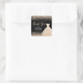 Champagner Dress Imitate Glitzer Sweet 16 Birthday Quadratischer Aufkleber (Tasche)