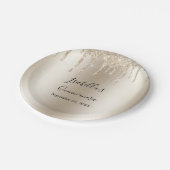 Champagner Dripping Glitzer Elegante Quinceanera Pappteller (Schrägansicht)