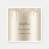 Champagner Dripping Glitzer Elegante Quinceanera Serviette (Vorderseite)