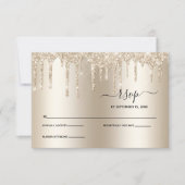 Champagner Dripping Glitzer Elegante Wedding UAWG RSVP Karte (Vorderseite)