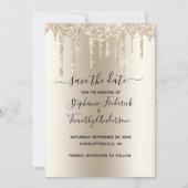 Champagner Dripping Glitzer Trendy Glam Wedding Save The Date (Vorderseite)