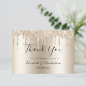 Champagner Dripping Glitzer Wedding Danke Card (Stehend Vorderseite)