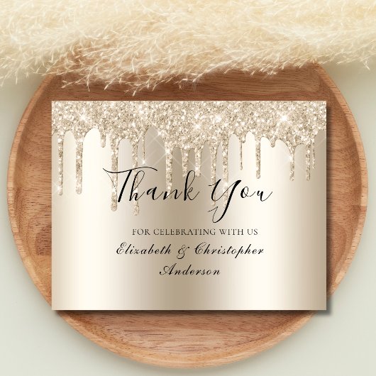 Champagner Dripping Glitzer Wedding Danke Card