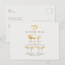 Champagner Elegante Cream Wedding Save the Date Postkarte