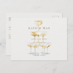 Champagner Elegante Cream Wedding Save the Date Postkarte