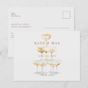 Champagner Elegante Creme Hochzeit Termin vormerke Postkarte