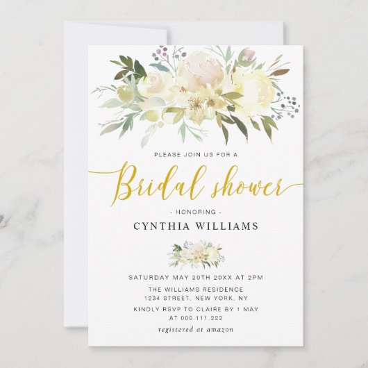 Champagner-Elfenbein-Brautparty Einladung (Vorderseite)