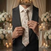 Champagner Elfenbein Florale Hochzeit Krawatte