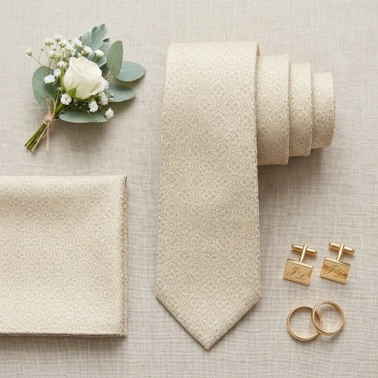 Champagner Elfenbein-Mikro-Jacquard Krawatte