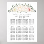 Champagner Elfenbeinrot Rosa Blumenmuster Sitzkart Poster (Vorne)