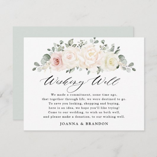 Champagner Elfenbeinrot Rosa Blütenduft zum Wohlfü Begleitkarte (Vorne/Hinten)