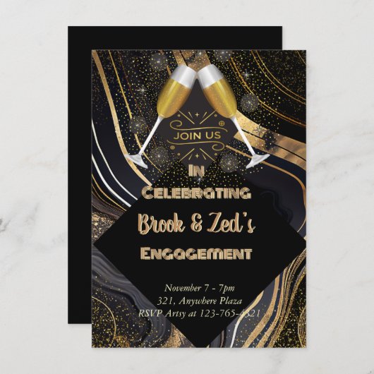 Champagner-Engagement Ankündigung (Vorne/Hinten)