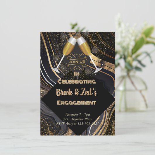 Champagner-Engagement Ankündigung (Stehend Vorderseite)