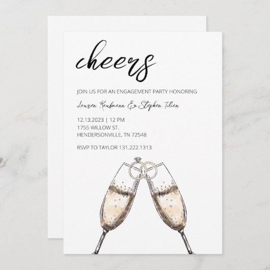 Champagner-Engagement Einladung (Vorne/Hinten)