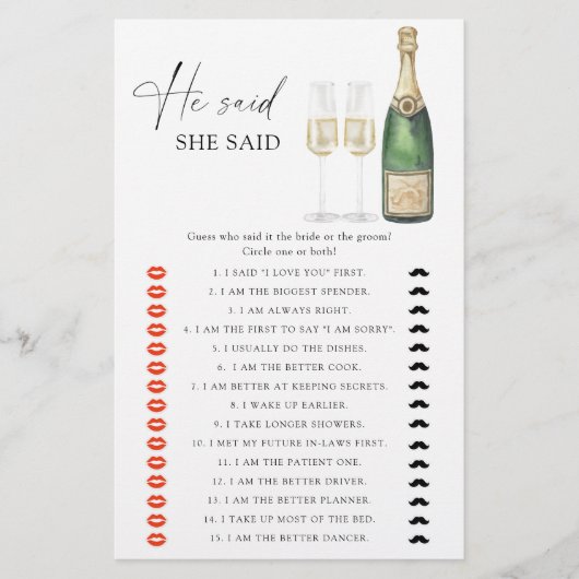 Champagner - Er sagte, sie sagte Brautparty (Vorderseite)