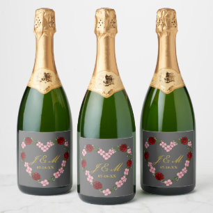 Champagner-Etikett Hochzeit grau Schaumweinetikett