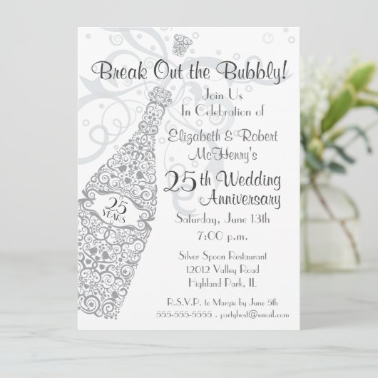 Champagner-Feier 25 Jahre Einladung (Stehend Vorderseite)