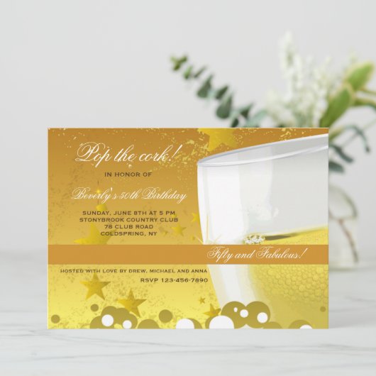 Champagner-Feier Einladung (Stehend Vorderseite)
