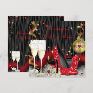 Champagner-Feiertags-Party Rote High Heels Einladung