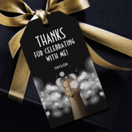 Champagner Flasche Schwarz-Weiß Gefallen Geschenkanhänger