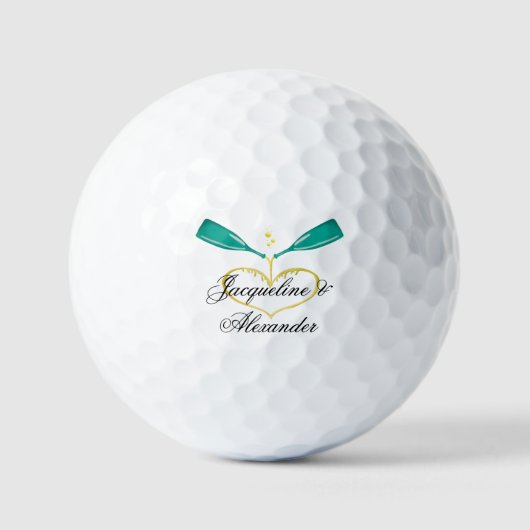 Champagner Flaschen Hochzeiten Thema Golf Balls Golfball (Vorderseite)