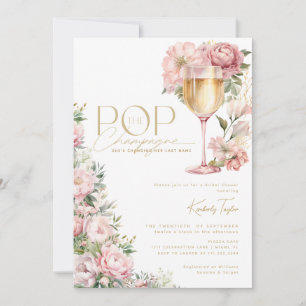 Champagner Floral Rosa Brautparty Einladung