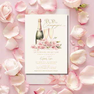 Champagner Florale Blush-Glas-Brautjungfernparty Einladung