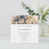 Champagner Florale Hochzeit Einladung (Stehend Vorderseite)