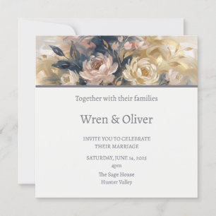 Champagner Florale Hochzeit Einladung