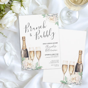 Champagner Floraler Brunch und prickelnde Brautpar Einladung