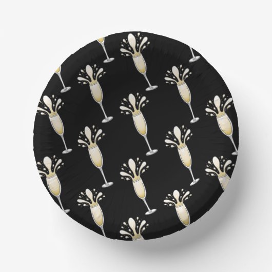 Champagner-Flutglas Pappteller (Vorderseite)