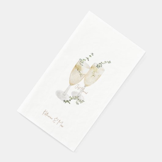 Champagner Foliage Wedding Just Married Serviette (Ecke)