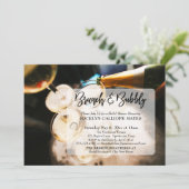 Champagner Foto Brunch & Bubbly Handschrift Einladung (Stehend Vorderseite)