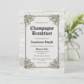 Champagner Frühstück Rustikal gebleicht Holz Einladung (Stehend Vorderseite)