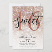 Champagner-Funkelnd Champagner-Glitzer 16 . Geburt Einladung (Vorderseite)