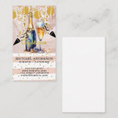 Champagner für Wasserfarben / Confetti und Balloon Visitenkarte (Vorne/Hinten)