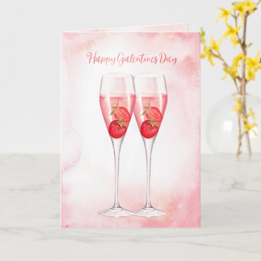 Champagner| Galentinstag Karte (Gelbe Blume)