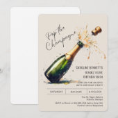 Champagner-Geburtstagsfeier Einladung (Vorne/Hinten)