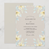 Champagner-Gelbe Lilien-Hochzeit Einladung (Vorne/Hinten)