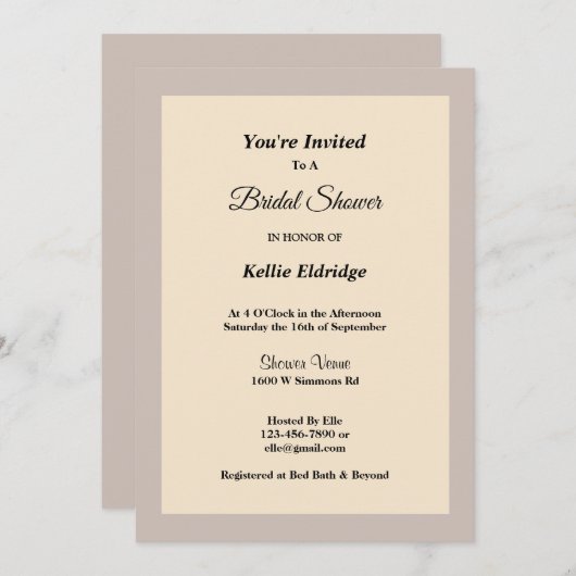 Champagner Gerahmt Bridal Dusche Einladung (Vorne/Hinten)