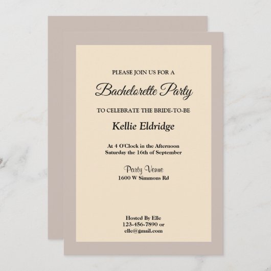 Champagner Gerahmter Junggeselinnen-Abschied Einla Einladung (Vorne/Hinten)