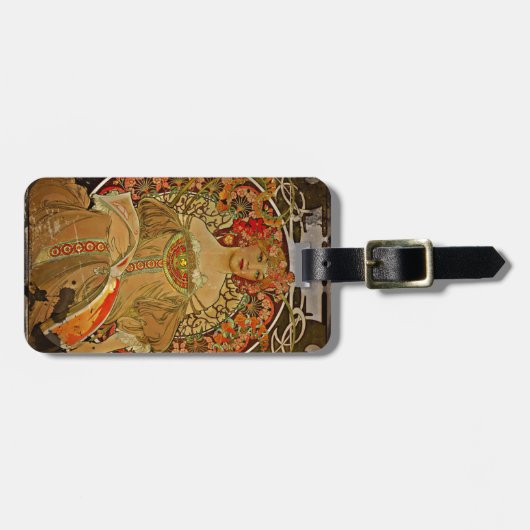 Champagner GIrl c1897 Gepäckanhänger (Vorderseite horizontal)