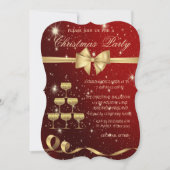 Champagner-Glasbaum, Bow, Rot, Weihnachtsgebäck Pa Einladung (Vorderseite)